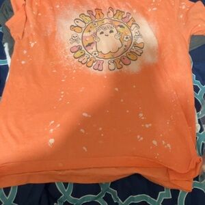 Woman Orange Graphic T-Shirt Halloween